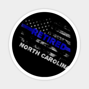 Thin Blue Line Distressed Retired Police North Carolina Gift Magnet